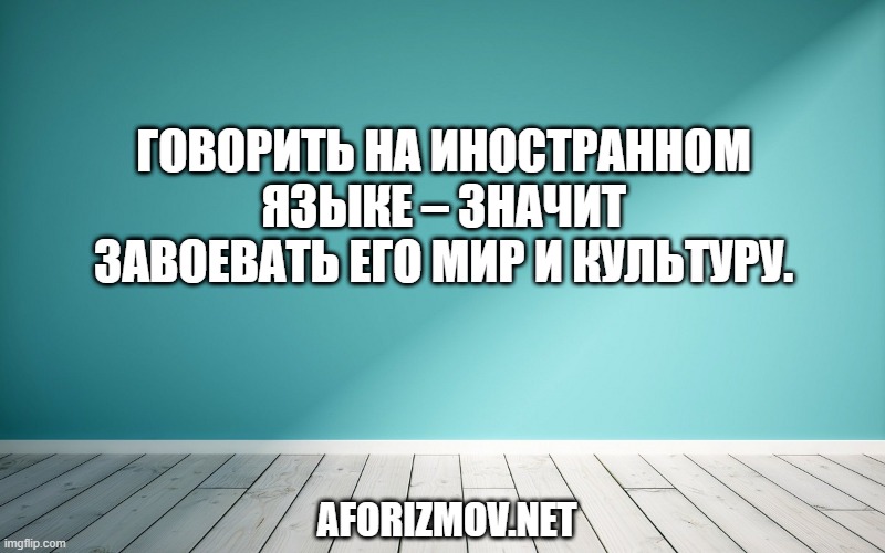 Говорить на иностранном языке – значит завоевать его мир и культуру.