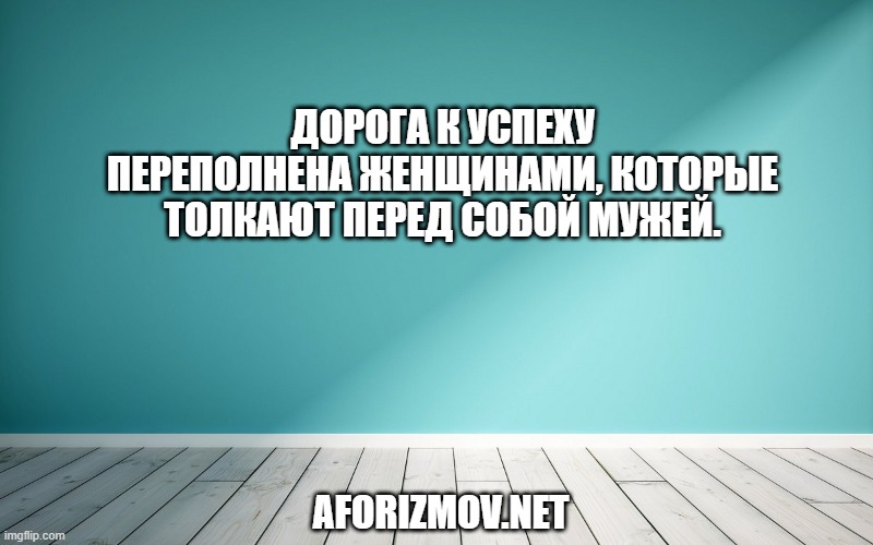 Дорога к успеху переполнена женщинами, которые толкают перед собой мужей.