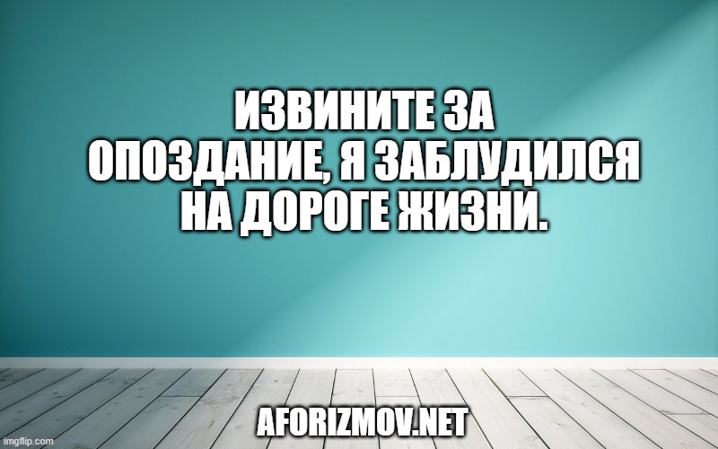 Извините за опоздание, я заблудился на дороге жизни.