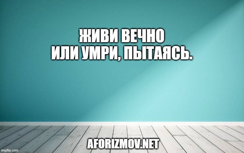 Живи вечно или умри, пытаясь.