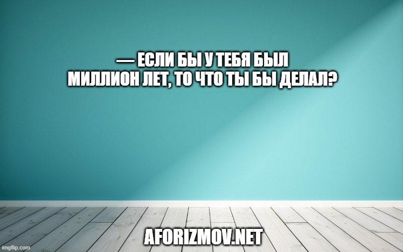 — Если бы у тебя был миллион лет, то что ты бы делал?