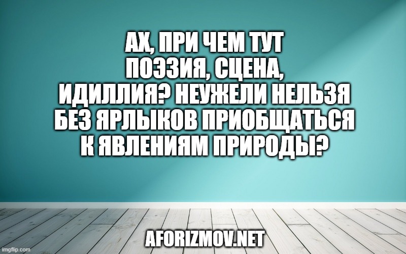 Ах, при чем тут поэзия, сцена, идиллия? Неужели нельзя без ярлыков приобщаться к явлениям природы?