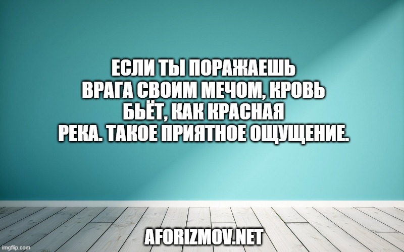 Если ты поражаешь врага своим мечом, кровь бьёт, как красная река. Такое приятное ощущение.