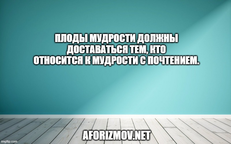 Плоды мудрости должны доставаться тем, кто относится к мудрости с почтением.