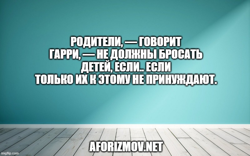 Родители, — говорит Гарри, — не должны бросать детей, если.. если только их к этому не принуждают.