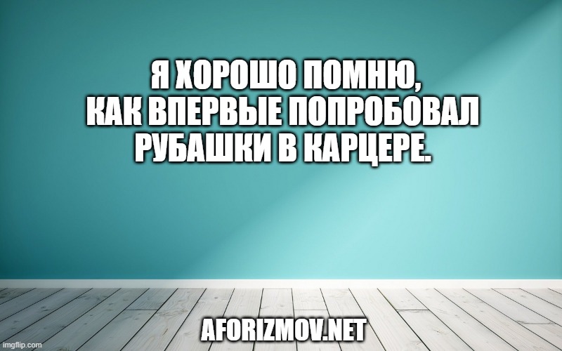 
Я хорошо помню, как впервые попробовал рубашки в карцере.