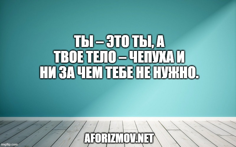 Ты – это ты, а твое тело – чепуха и ни за чем тебе не нужно.