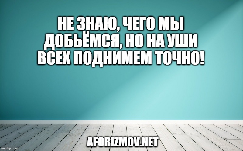 Не знаю, чего мы добьёмся, но на уши всех поднимем точно!