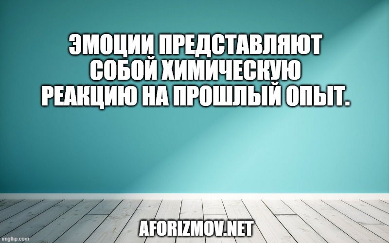 Эмоции представляют собой химическую реакцию на прошлый опыт.