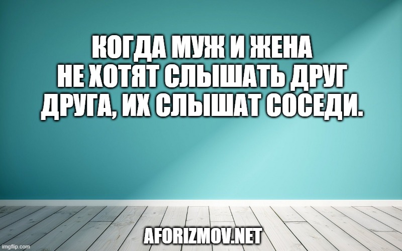 Когда муж и жена не хотят слышать друг друга, их слышат соседи.