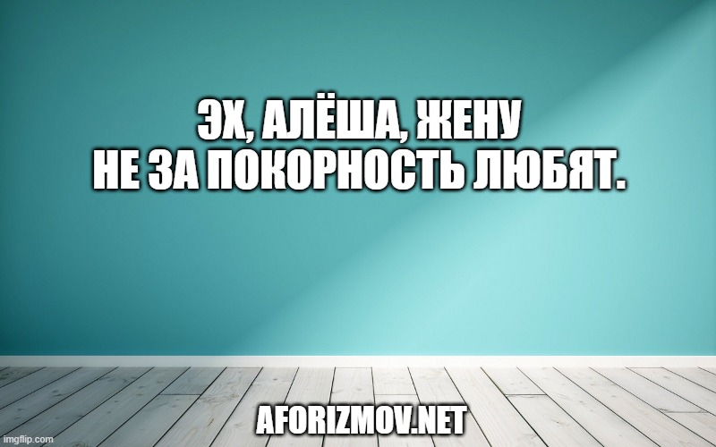 Эх, Алёша, жену не за покорность любят.