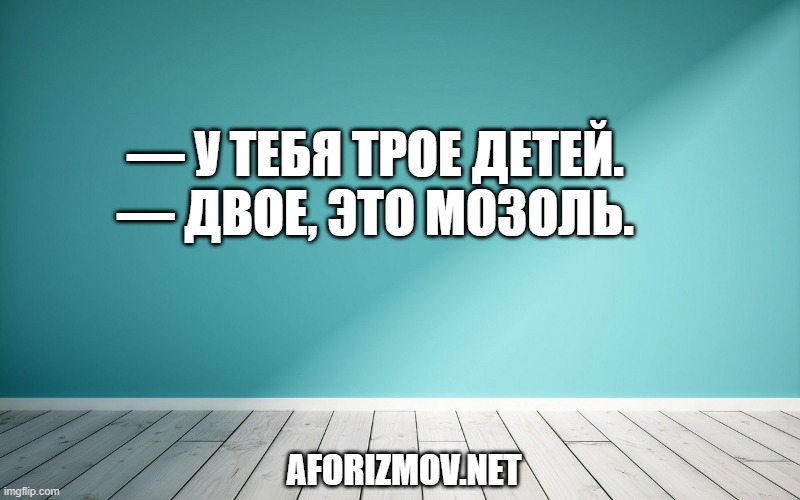 — У тебя трое детей.
— Двое, это мозоль.