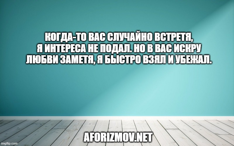 Когда-то вас случайно встретя, Я интереса не подал. Но в вас искру любви заметя, Я быстро взял и убежал.