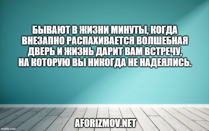 Бывают в жизни минуты, когда внезапно распахивается волшебная дверь и жизнь дарит вам встречу, на которую вы никогда не надеялись.
