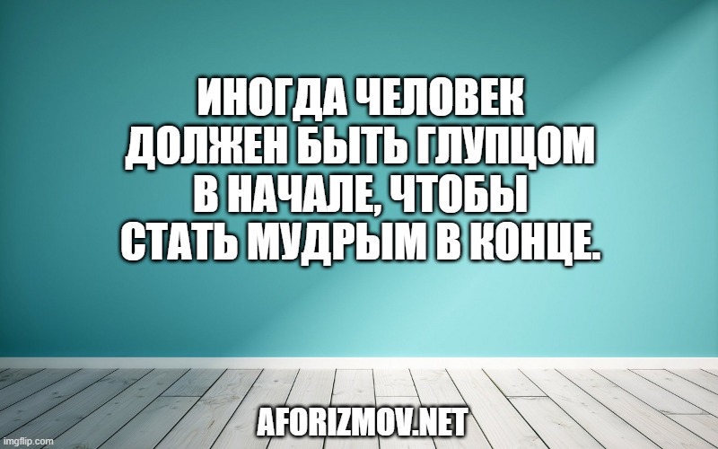 Иногда человек должен быть глупцом в начале, чтобы стать мудрым в конце.