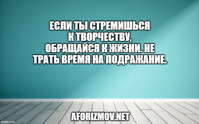 Если ты стремишься к творчеству, обращайся к жизни. Не трать время на подражание.