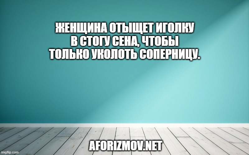 Женщина отыщет иголку в стогу сена, чтобы только уколоть соперницу.