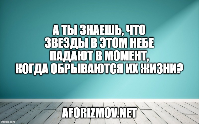 А ты знаешь, что звезды в этом небе падают в момент, когда обрываются их жизни?