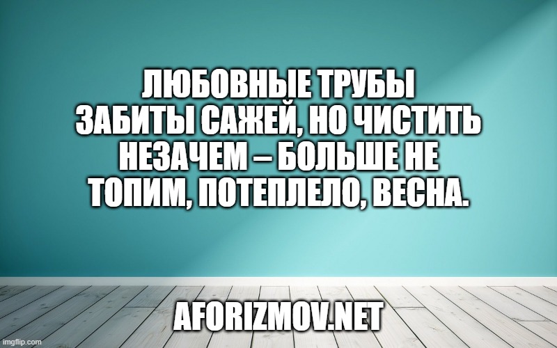 Любовные трубы забиты сажей, но чистить незачем – больше не топим, потеплело, весна.