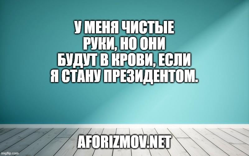 У меня чистые руки, но они будут в крови, если я стану президентом.