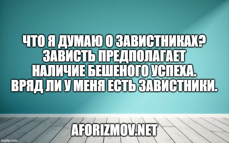 Что я думаю о завистниках? Зависть предполагает наличие бешеного успеха. Вряд ли у меня есть завистники.