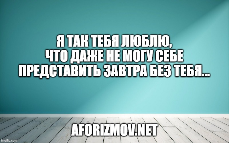 Я так тебя люблю, что даже не могу себе представить завтра без тебя...