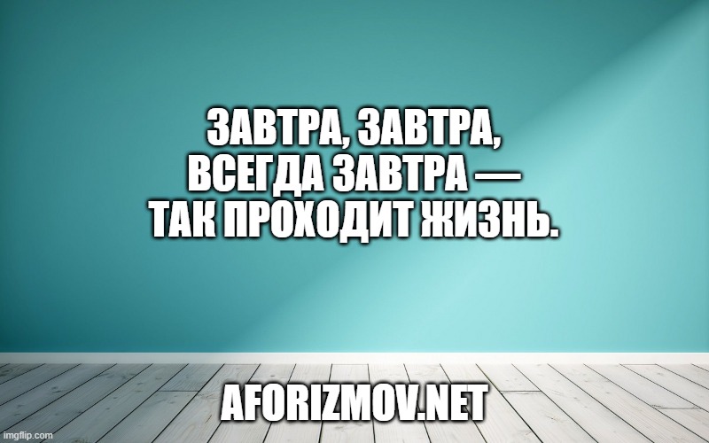 Завтра, завтра, всегда завтра — так проходит жизнь.