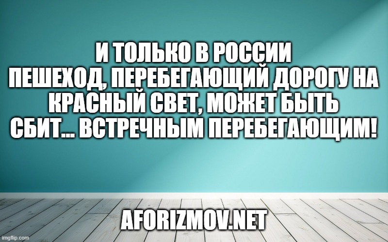 И только в России пешеход, перебегающий дорогу на красный свет, может быть сбит... встречным перебегающим!