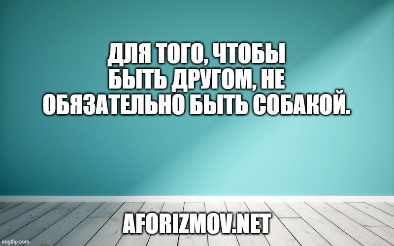 Для того, чтобы быть другом, не обязательно быть собакой.