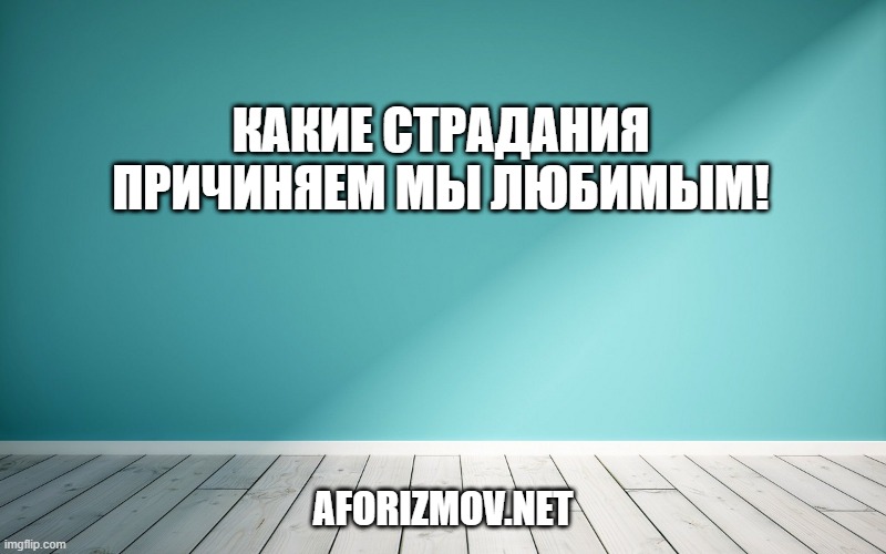 Какие страдания причиняем мы любимым!