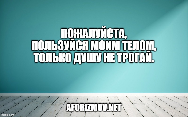 Пожалуйста, пользуйся моим телом, только душу не трогай.