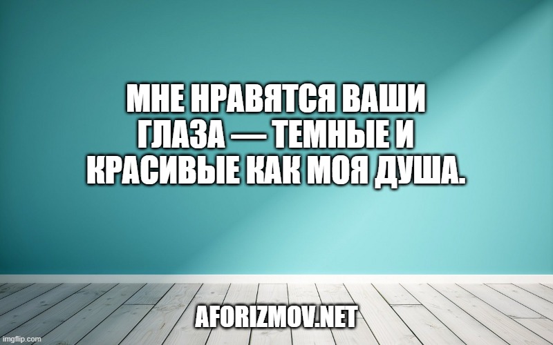 Мне нравятся Ваши глаза — темные и красивые как моя душа.