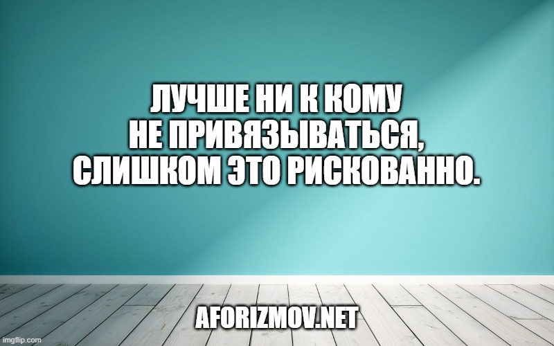 Лучше ни к кому не привязываться, слишком это рискованно.
