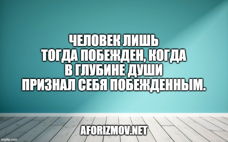 Человек лишь тогда побежден, когда в глубине души признал себя побежденным.