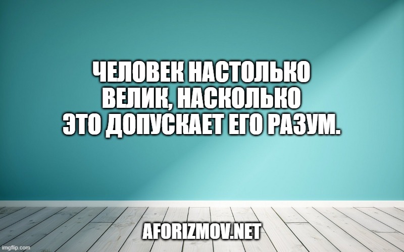 Человек настолько велик, насколько это допускает его разум.