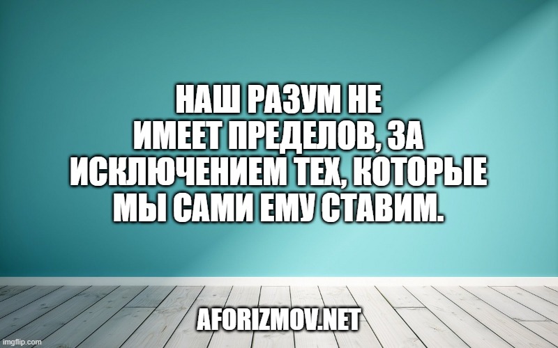 Наш разум не имеет пределов, за исключением тех, которые мы сами ему ставим.