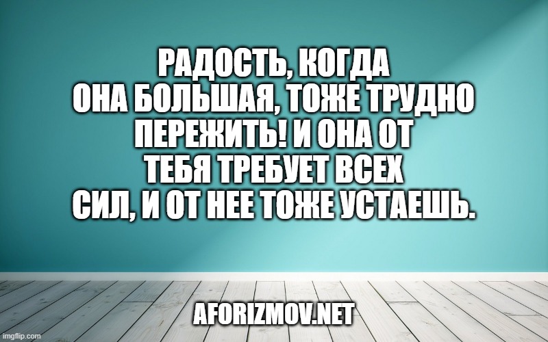 Радость, когда она большая, тоже трудно пережить! И она от тебя требует всех сил, и от нее тоже устаешь.