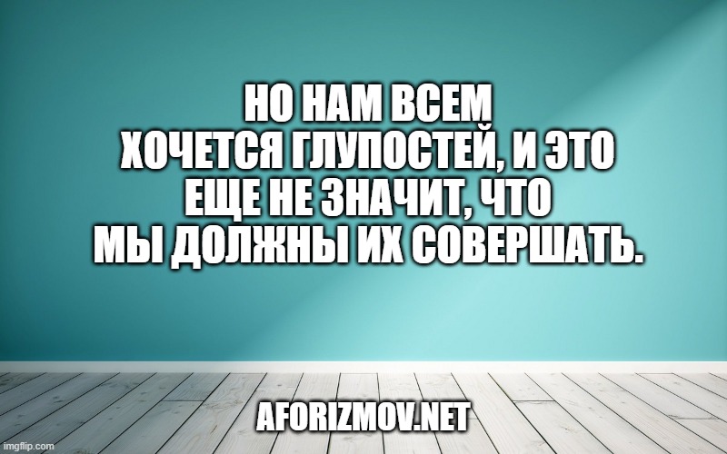 Но нам всем хочется глупостей, и это еще не значит, что мы должны их совершать.