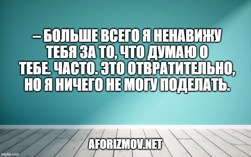 – Больше всего я ненавижу тебя за то, что думаю о тебе. Часто. Это отвратительно, но я ничего не могу поделать.