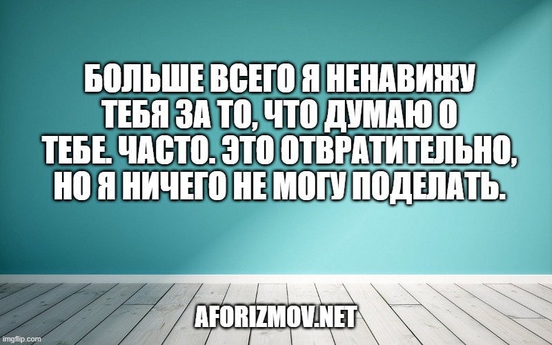 Больше всего я ненавижу тебя за то, что думаю о тебе. Часто. Это отвратительно, но я ничего не могу поделать.