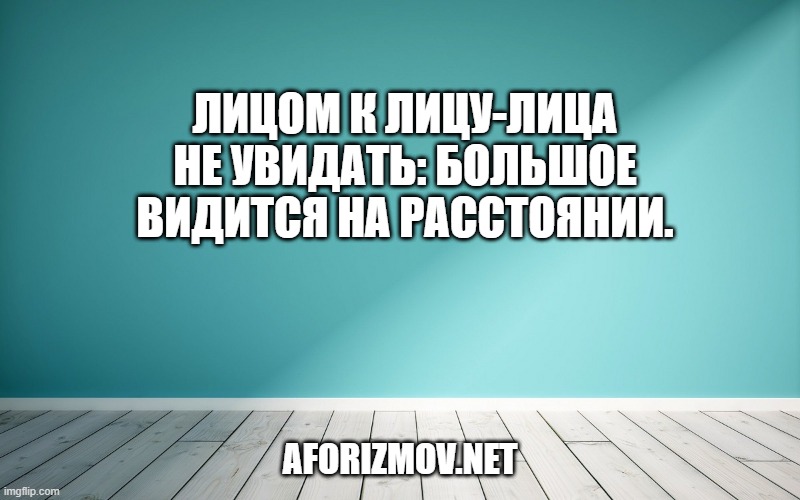 Лицом к лицу-лица не увидать: большое видится на расстоянии.