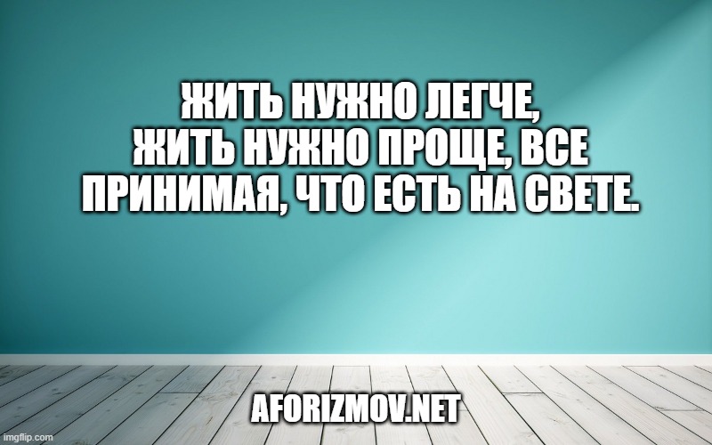 Жить нужно легче, жить нужно проще, все принимая, что есть на свете.