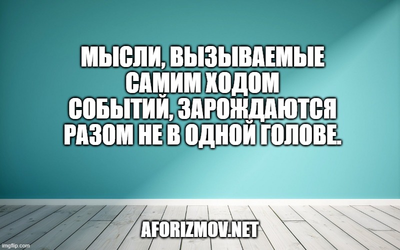 Мысли, вызываемые самим ходом событий, зарождаются разом не в одной голове.