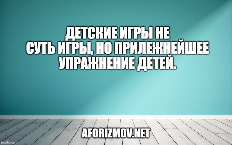 Детские игры не суть игры, но прилежнейшее упражнение детей.