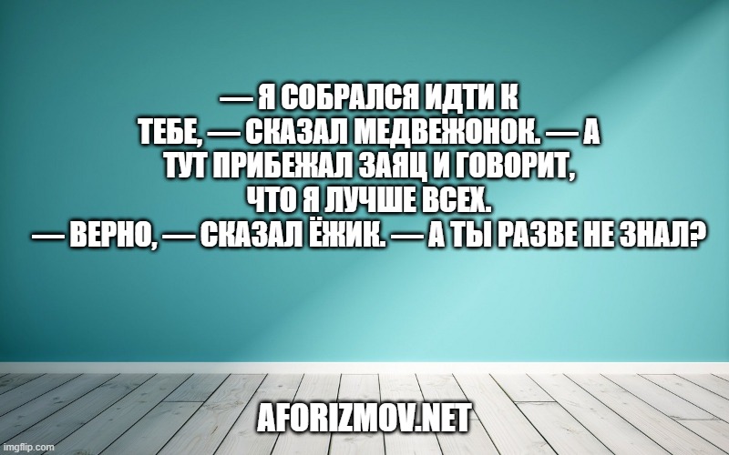 — Я собрался идти к тебе, — сказал Медвежонок. — А тут прибежал Заяц и говорит, что я лучше всех.
— Верно, — сказал Ёжик. — А ты разве не знал?
