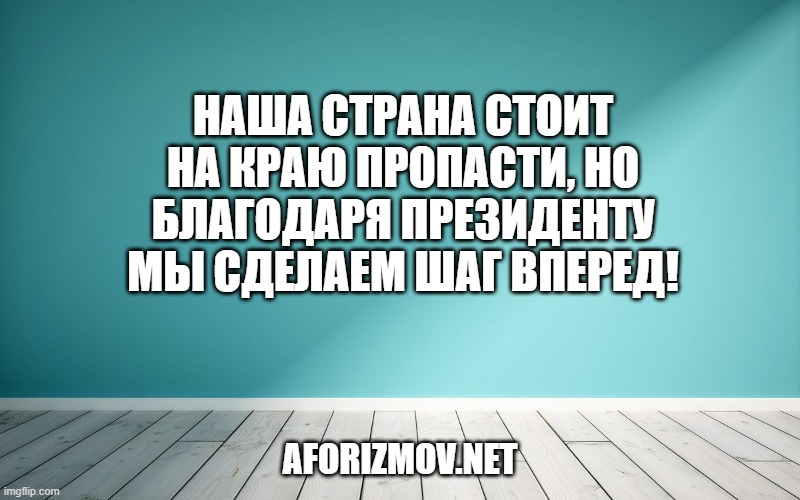 Наша страна стоит на краю пропасти, но благодаря Президенту мы сделаем шаг вперед!