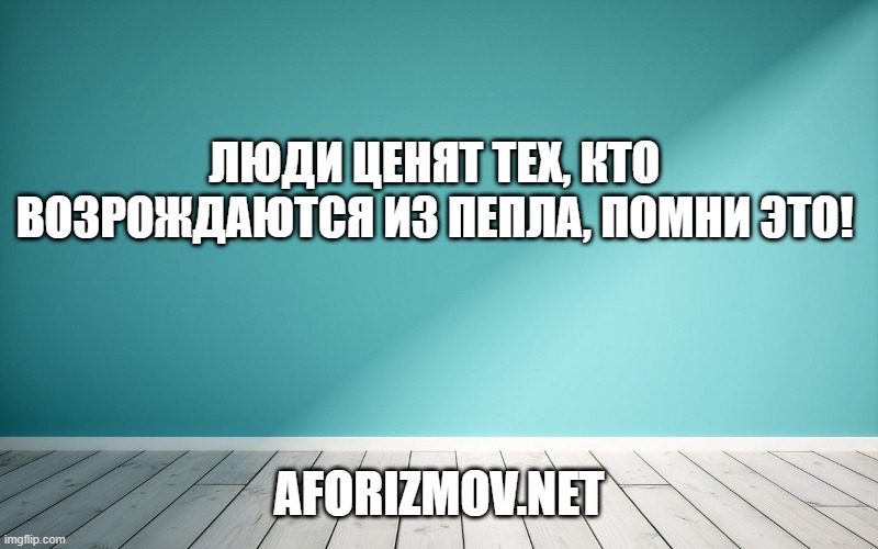Люди ценят тех, кто возрождаются из пепла, помни это!