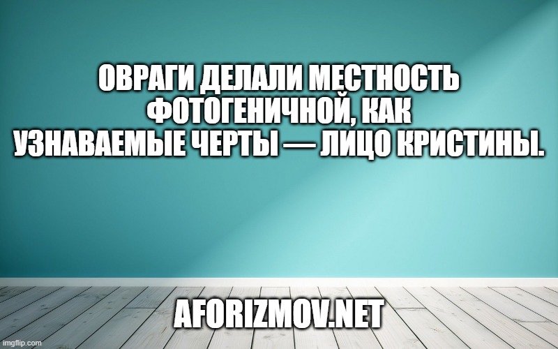 Овраги делали местность фотогеничной, как узнаваемые черты — лицо Кристины.