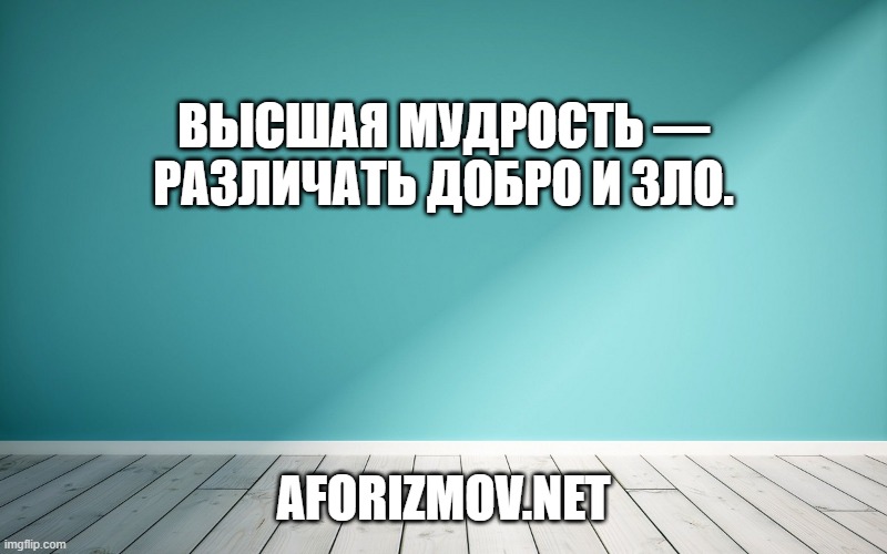 Высшая мудрость — различать добро и зло.