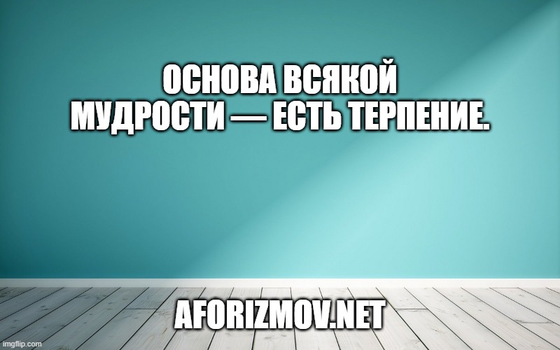 Основа всякой мудрости — есть терпение.